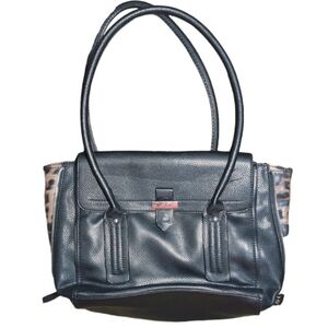 Marc Fisher Large Black Bag with Leopard Accents.